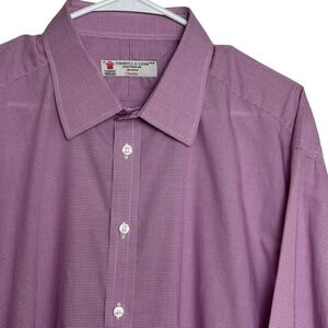 Turnbull Asser Mens Classic Fit Gingham Dress Shirt 18 46cm Made England Cotton